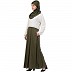Duel colored skirt style abaya-Olive green-white